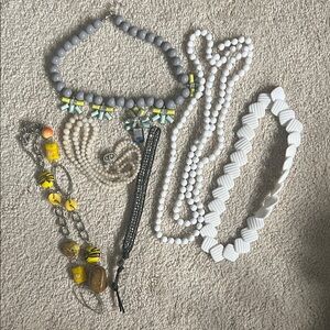 Assorted Beaded Necklaces - White, Gray, Yellow... vintage